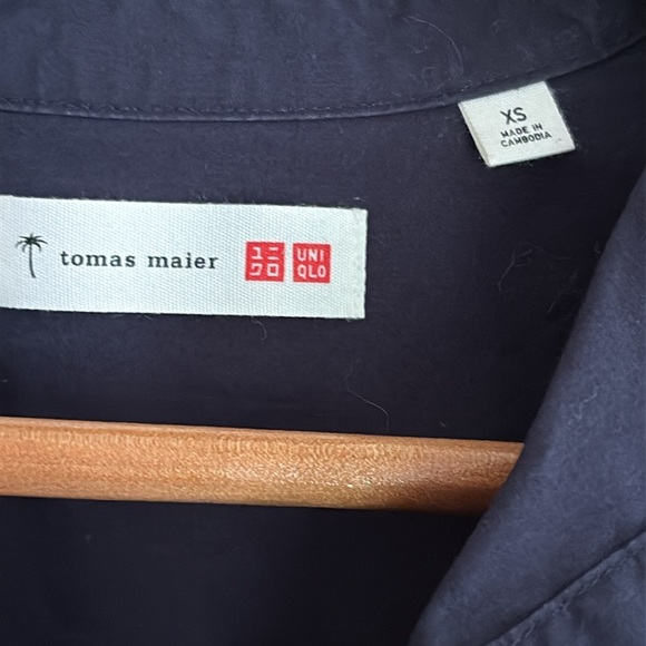 UNIQLO X TOMAS MAIER Cotton Poplin Gathered Long Sleeve Babydoll Dress Navy XS - Picture 13 of 16